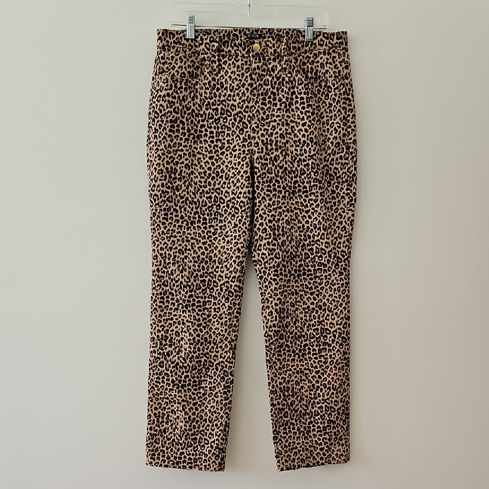 J Crew 96' Straight High Waist‎ Cheetah Print Pants Size 31